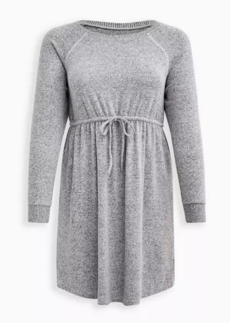 Torrid Super Soft Plush Skater Dress Heather Gray NWT Sz1/1X/(14-16)